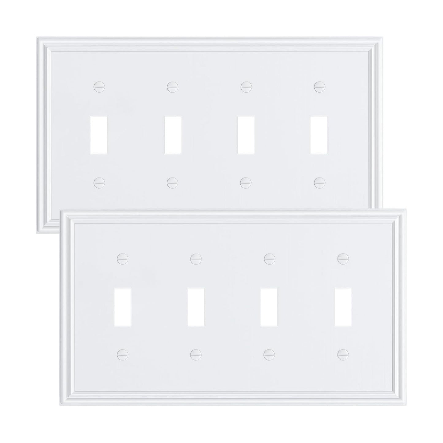 2-Pack Zinc Alloy Quad Toggle Light Switch Cover Plate, Solid Switch Cover | Durable Decorative Switch Plate Covers, 4