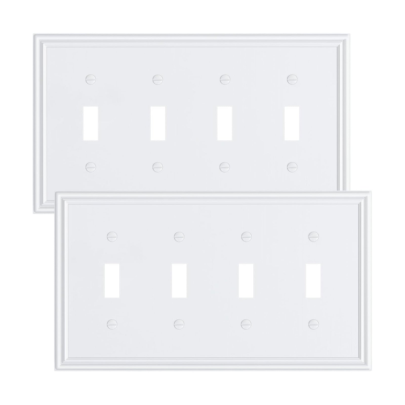 2-Pack Zinc Alloy Quad Toggle Light Switch Cover Plate, Solid Switch Cover | Durable Decorative Switch Plate Covers, 4
