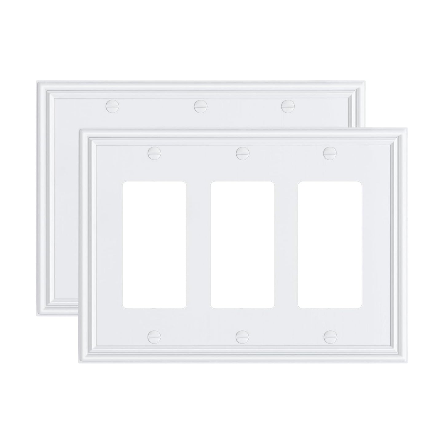 2-Pack Zinc Alloy Tripple Decorator Outlet Cover Plate, Solid Switch Cover | Durable Wall Plates for Electrical