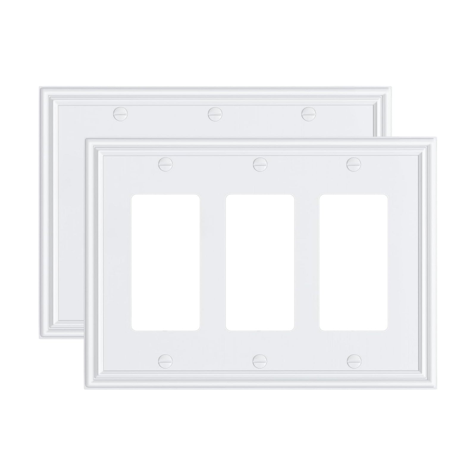 2-Pack Zinc Alloy Tripple Decorator Outlet Cover Plate, Solid Switch Cover | Durable Wall Plates for Electrical