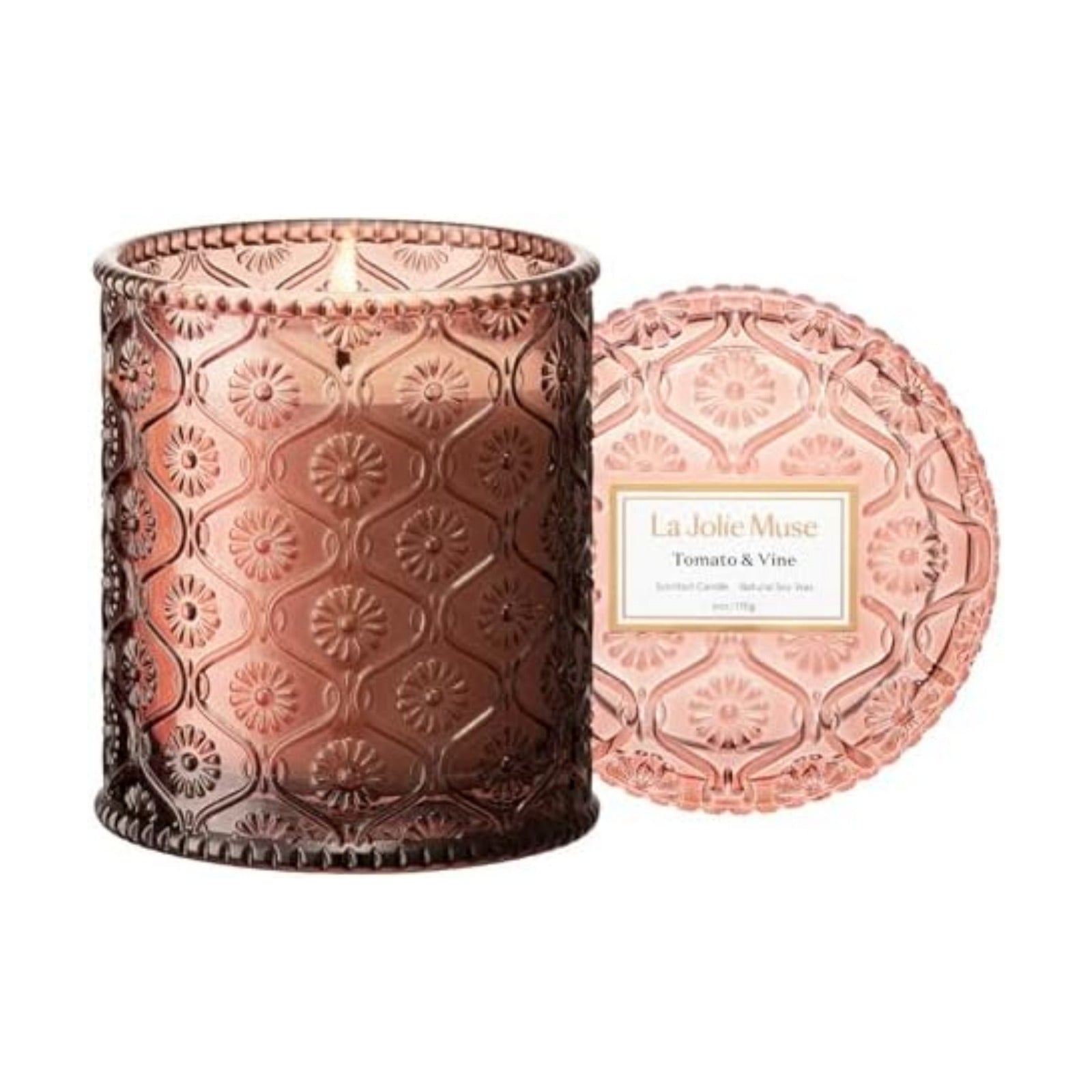 LA JOLIE MUSE Tomato & Vine Scented Candles for Home, Natural Soy, 40 Hrs