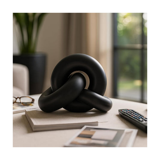 Resin Knot Sculpture / 7.0" H / Black