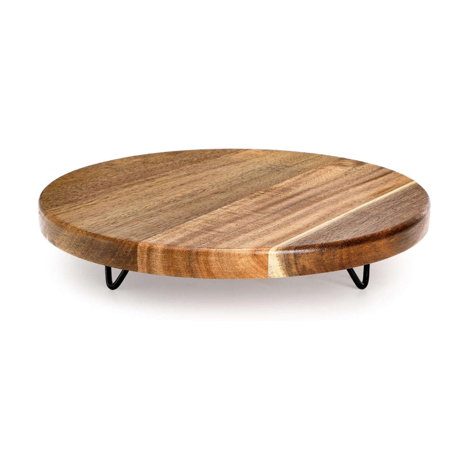 Acacia Wood Pedestal Stand Farmhouse Kitchen Decor Tray Coffee / 10 Inch