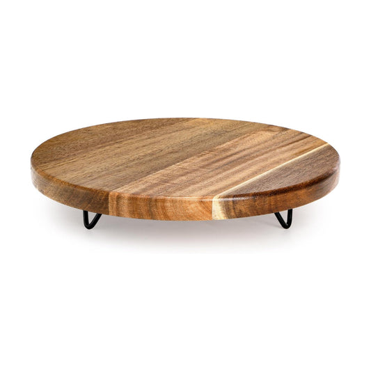 Acacia Wood Pedestal Stand Farmhouse Kitchen Decor Tray Coffee / 10 Inch