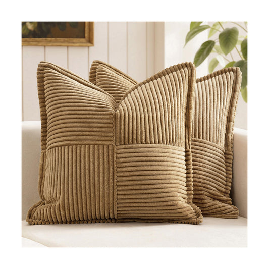 Decorative Throw Pillow Covers / 18 x 18 / Brown / Set of 2
