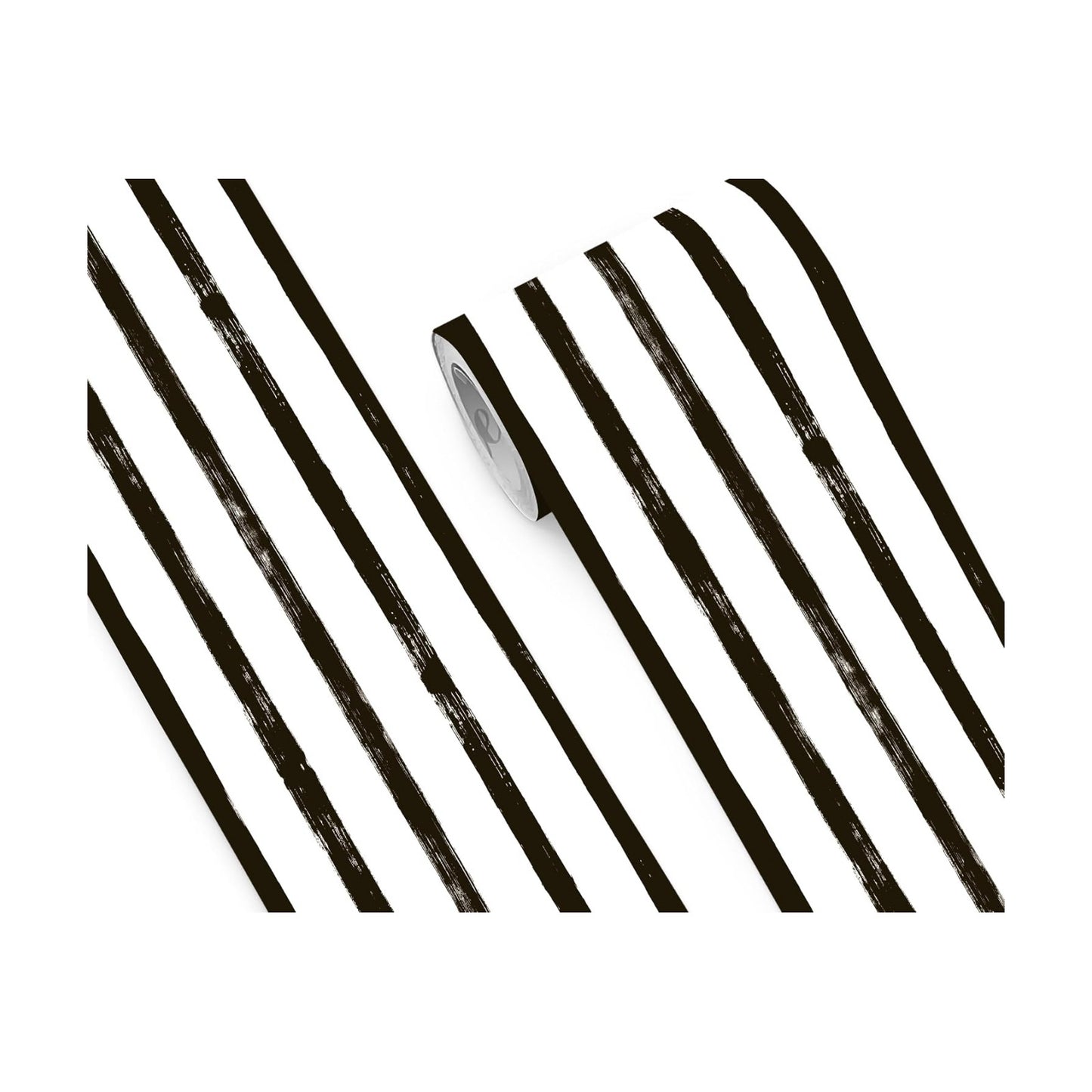 Wallpaper Border / White Striped Wall Borders Decal Peel and Stick Trim / 9 x 240 / WB-5626 / Black