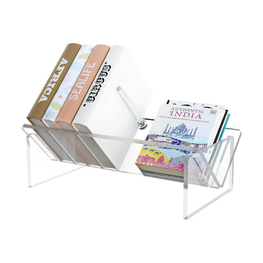 Slanted Transparent Mini Book Storage / Acrylic Bookshelf / Clear