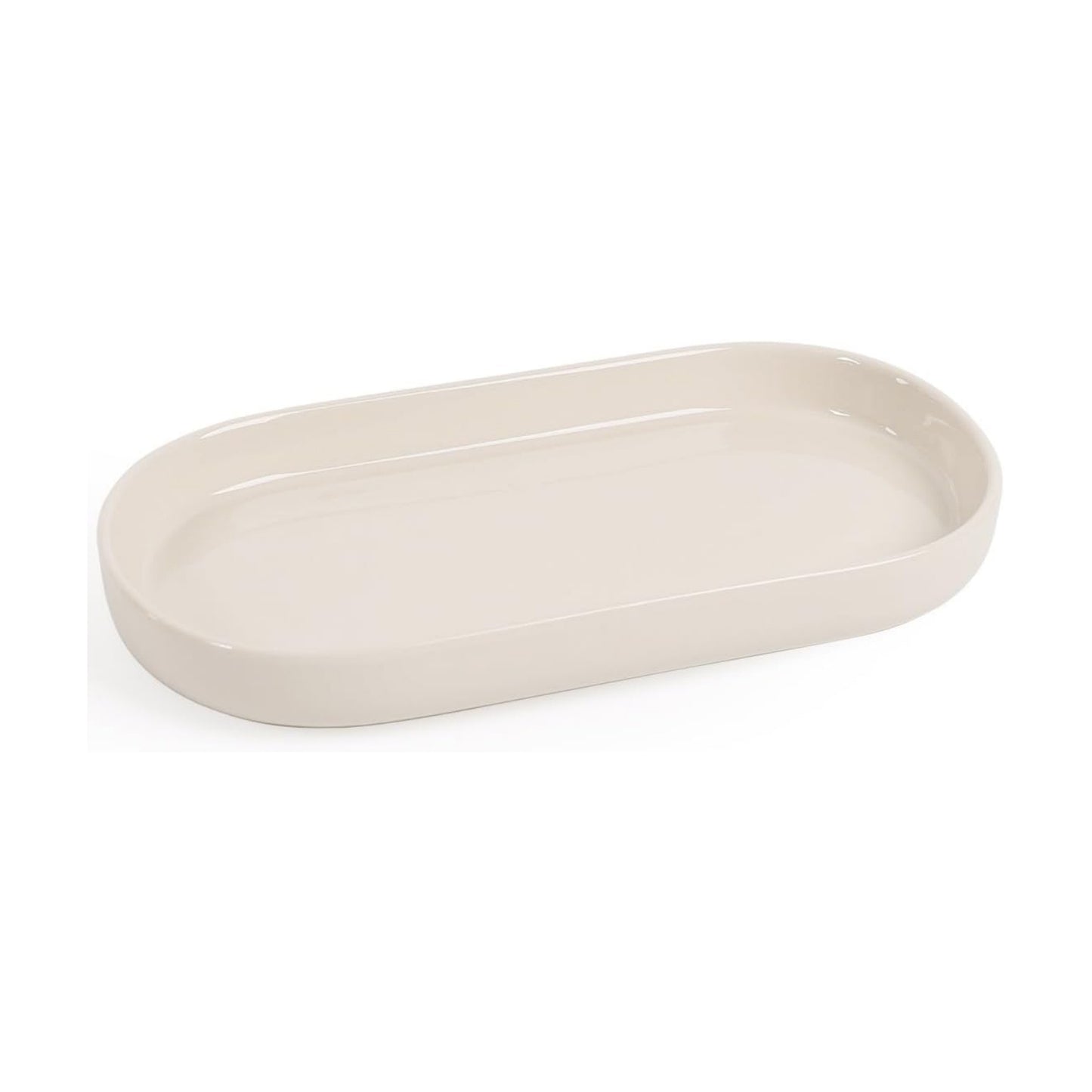7" Ceramic Bathroom Vanity Tray / Beige