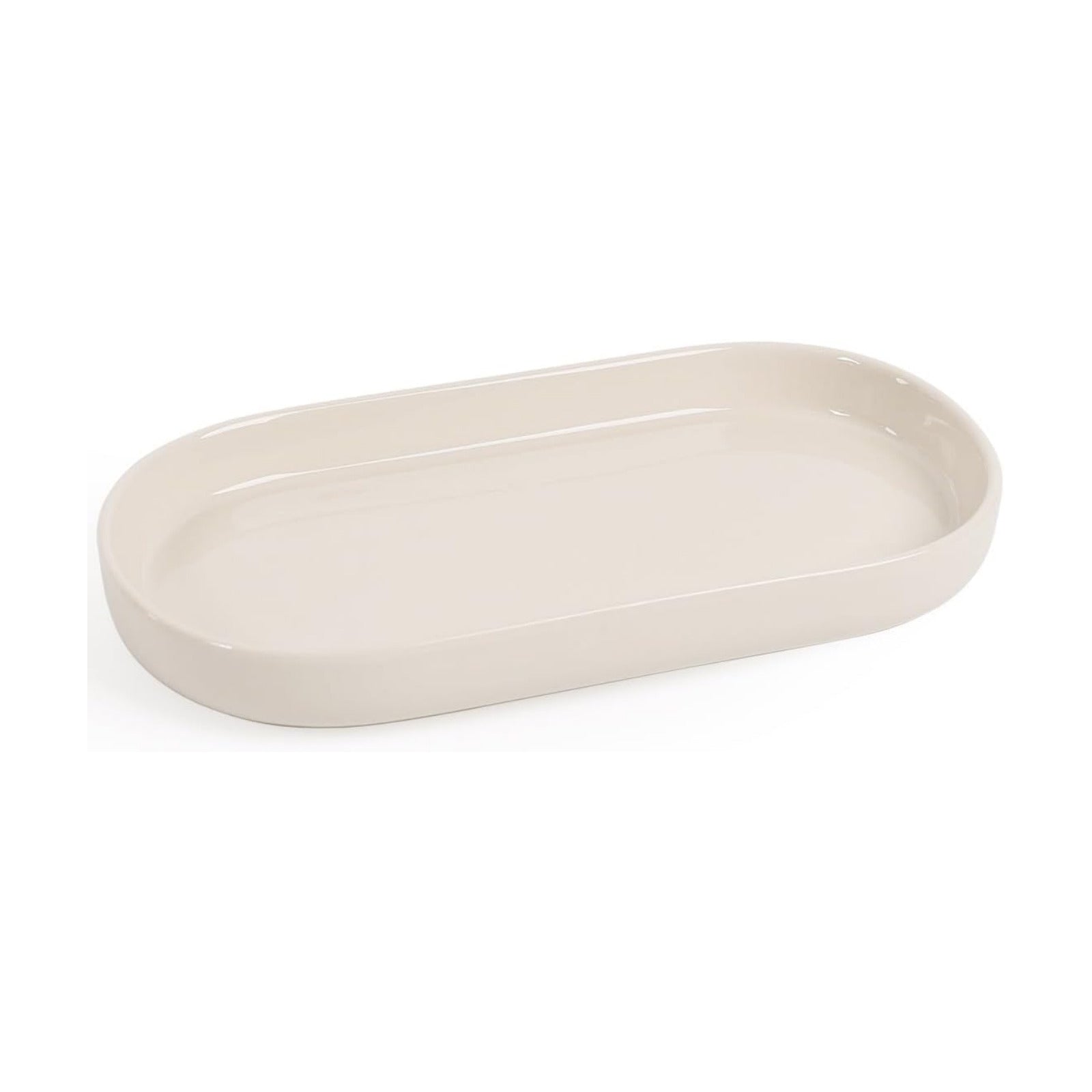 7" Ceramic Bathroom Vanity Tray / Beige