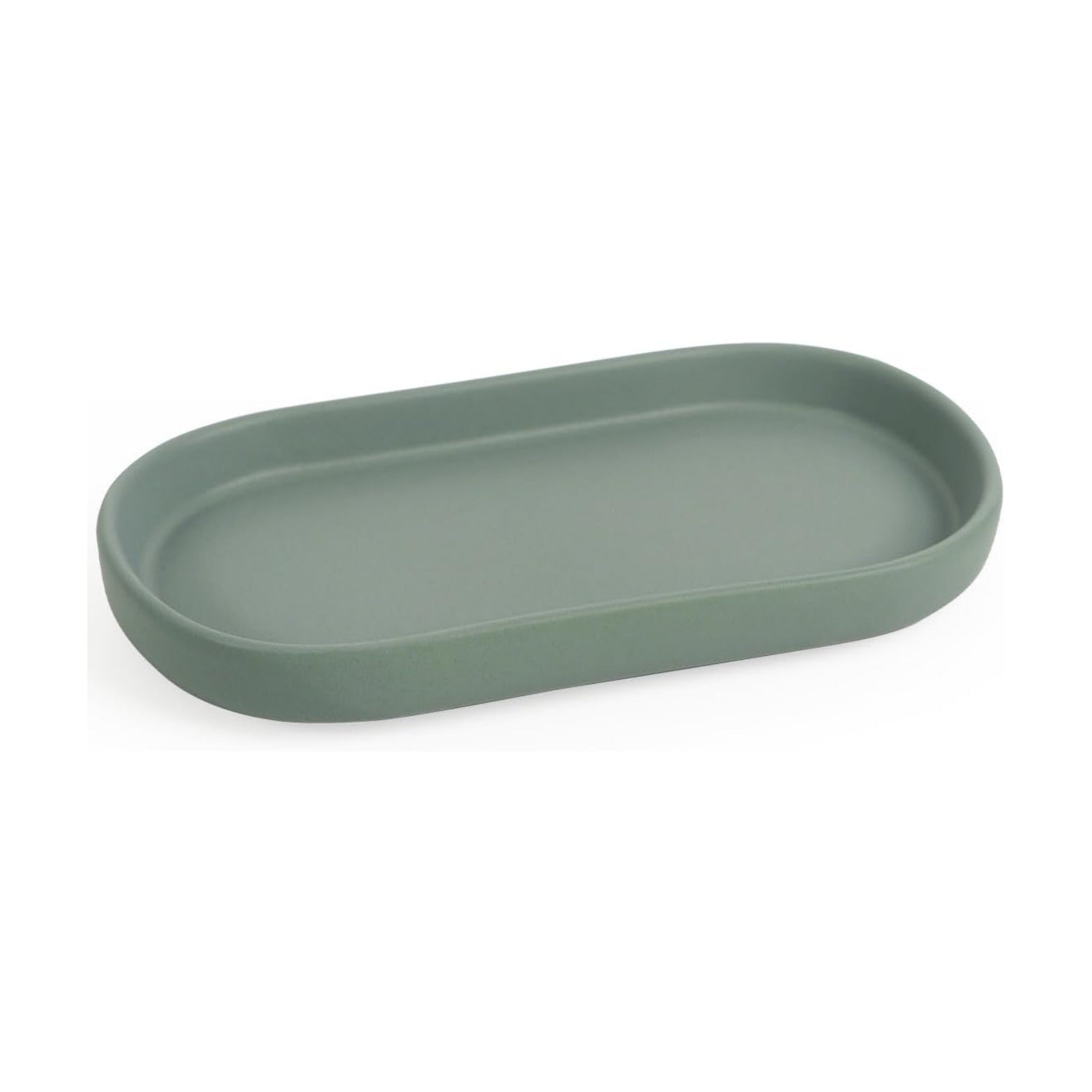 7" Ceramic Bathroom Vanity Tray- Bathroom Organizer Countertop Tray for Perfume / Green