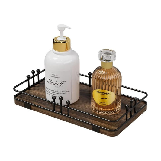Kitchen Tray for Soap Dispenser Spice Salt / 7.9 x 4.4 x 1.6 / Brown + Black