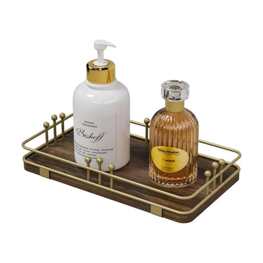 Kitchen Tray for Soap Dispenser Spice Salt / 7.9 x 4.4 x 1.6 / Brown + Gold