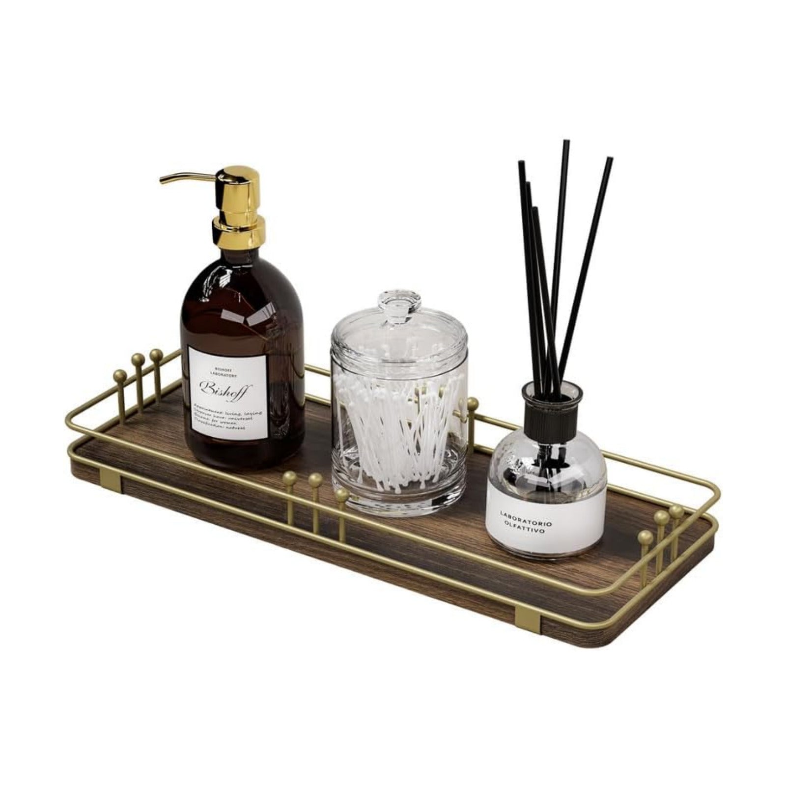 Kitchen Tray for Salt Spice / 11.3 x 4.4 x 1.6 / Brown + Gold