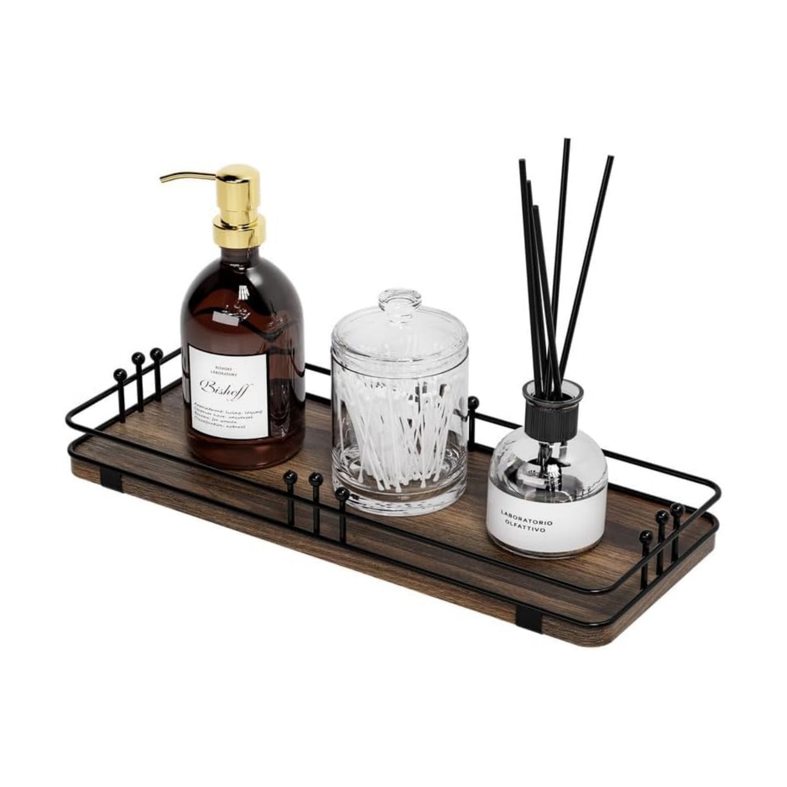 Kitchen Tray for Salt Spice / 11.3 x 4.4 x 1.6 / Brown + Black