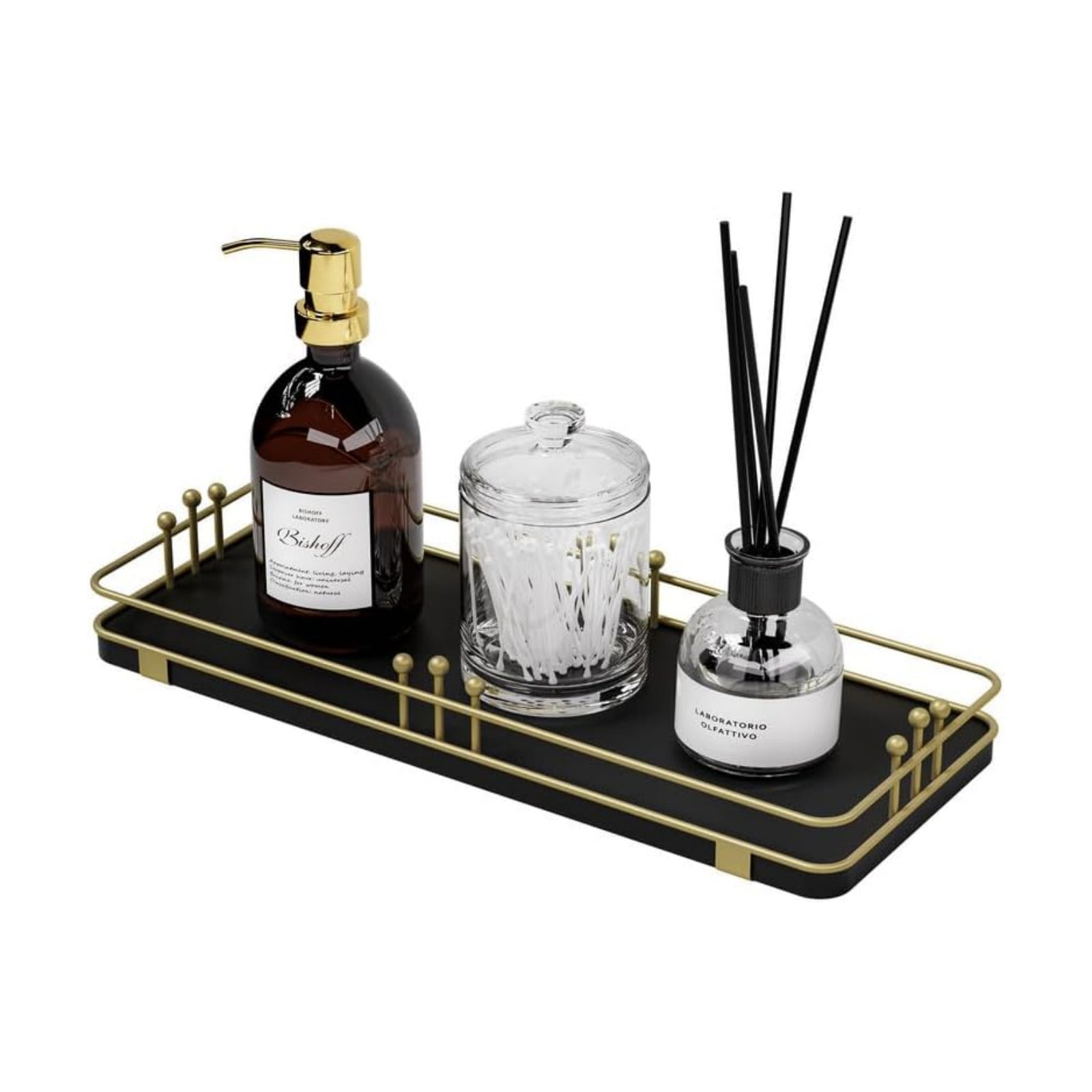 Kitchen Tray for Salt Spice / 11.3 x 4.4 x 1.6 / Black + Gold