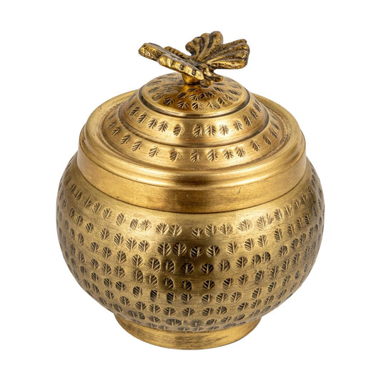 Round Hammered Metal Container / Cottage