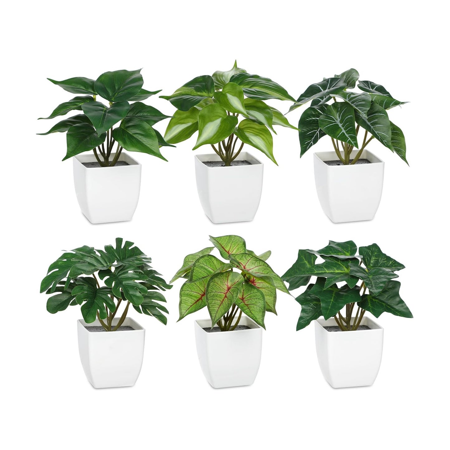 Fake Plants Potted Artificial Plants / Type#3 / White / Set of 6