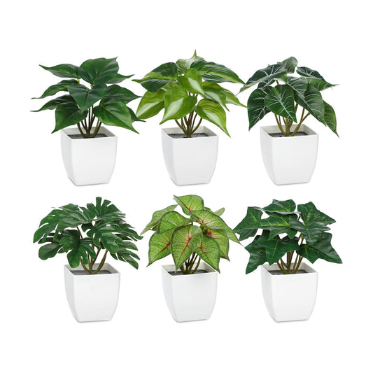 Fake Plants Potted Artificial Plants / Type#3 / White / Set of 6