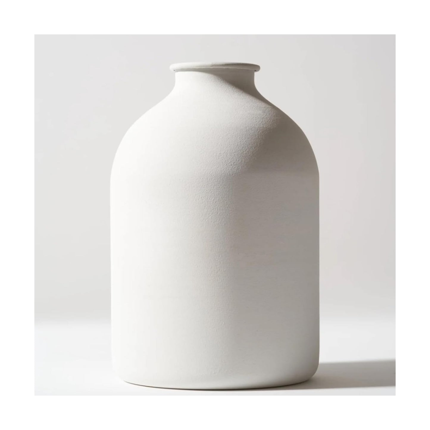 Large Vase / Big Iron Vase for Long Stem Flowers / White
