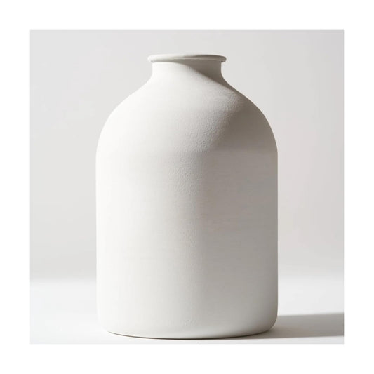Large Vase / Big Iron Vase for Long Stem Flowers / White