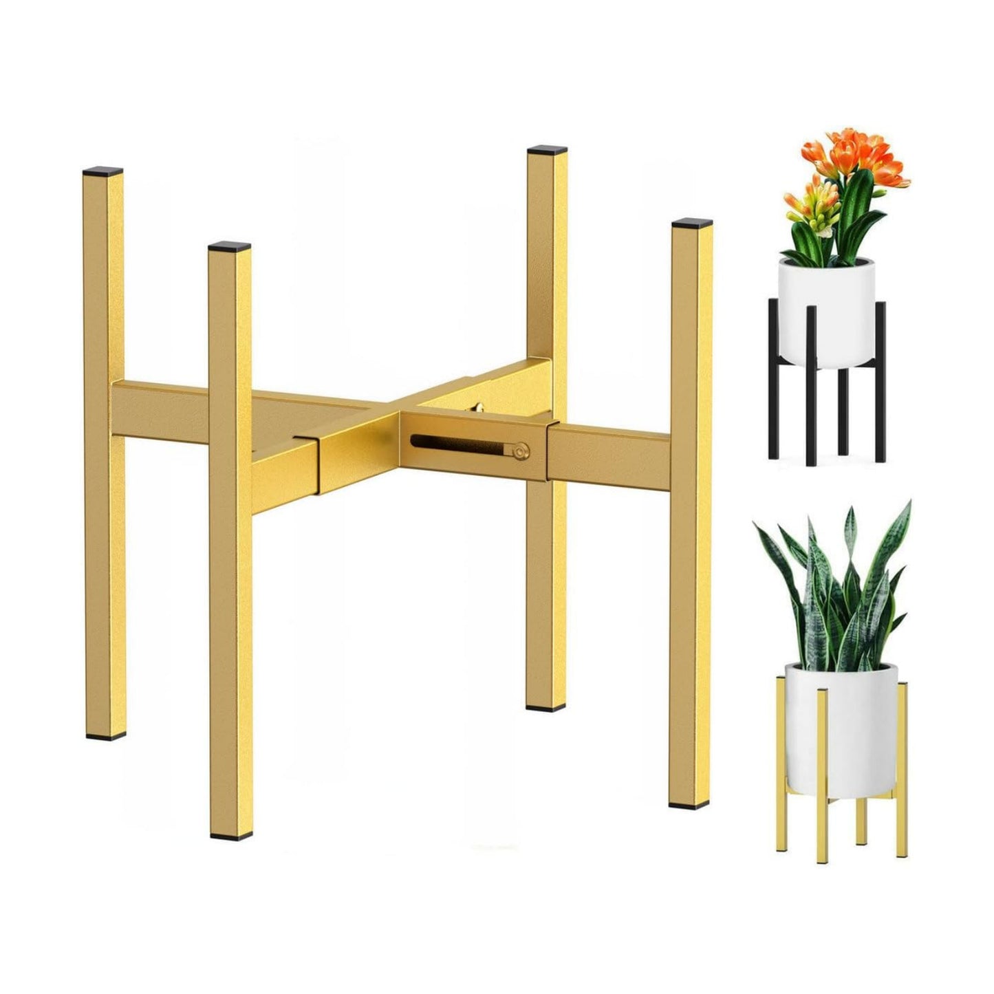 Metal Plant Stand, Adjustable Size Fits 10 12 13 14 15 16 Inches Large Planter Pot,Mid Century Expandable Plant Holder