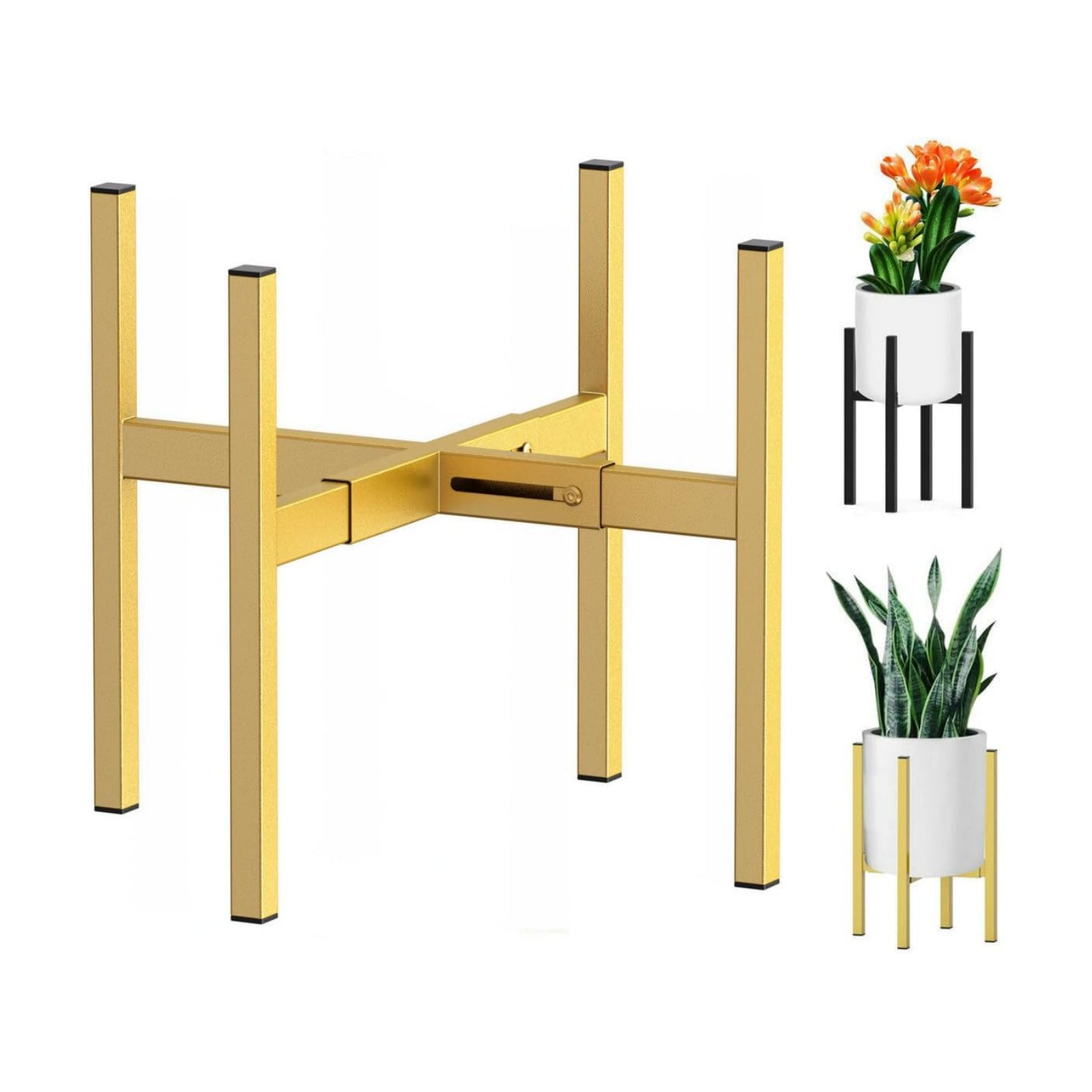 Metal Plant Stand, Adjustable Size Fits 10 12 13 14 15 16 Inches Large Planter Pot,Mid Century Expandable Plant Holder
