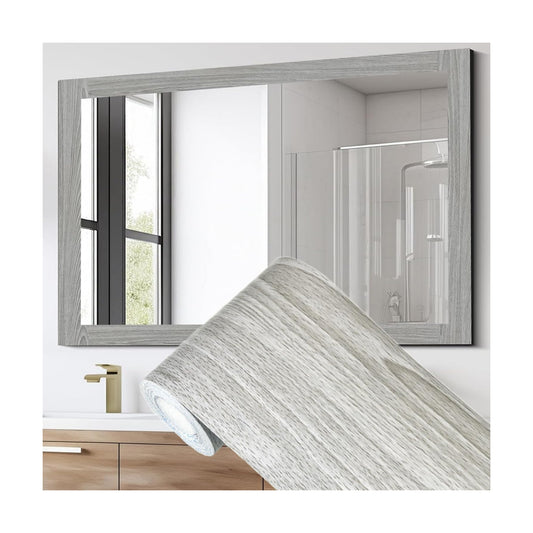 Self Adhesive Waterproof Wallpaper Mirror Frame Tape / Grey Wooden / 3.9 x 393