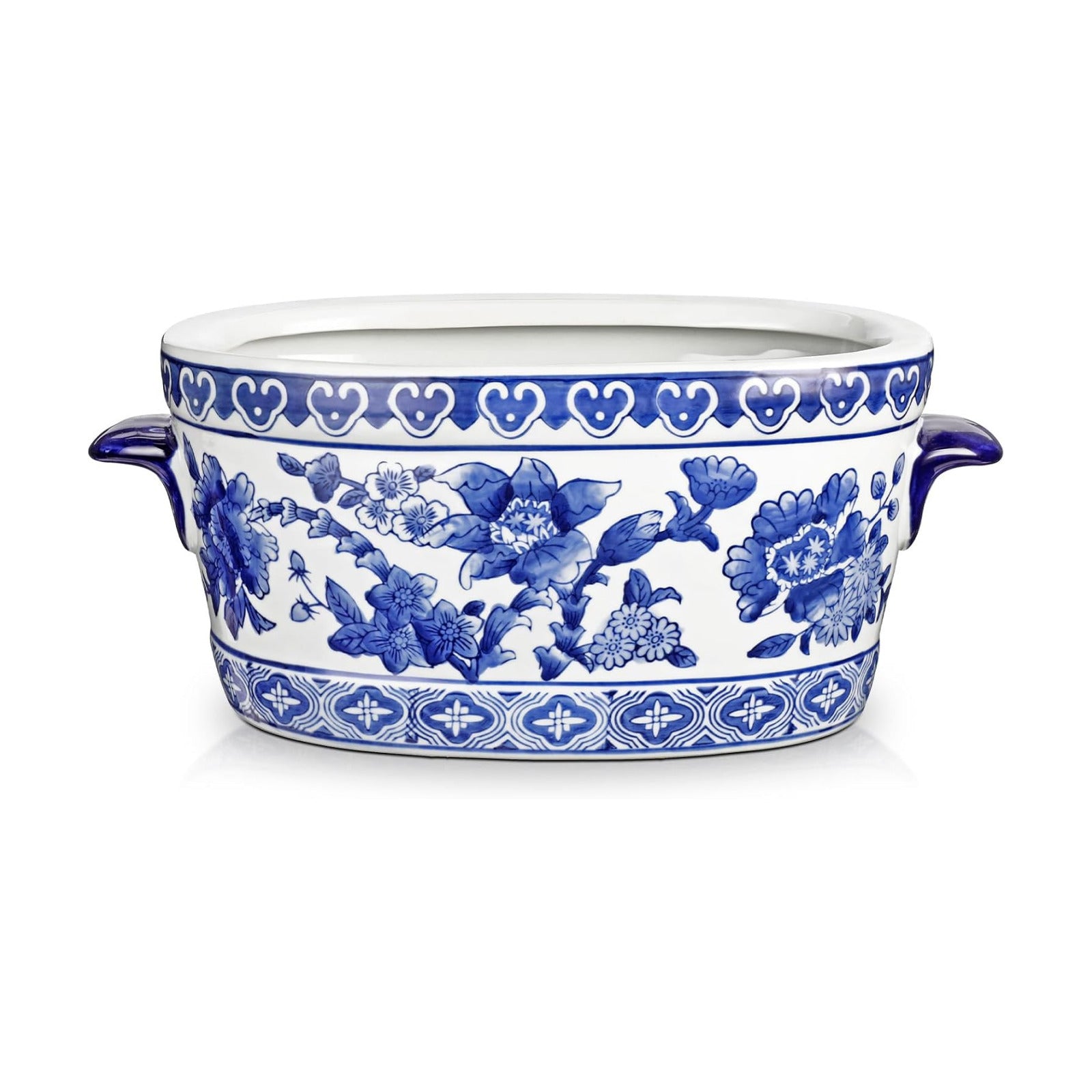 White Ceramic Planter Pot / 10.6 / Blue