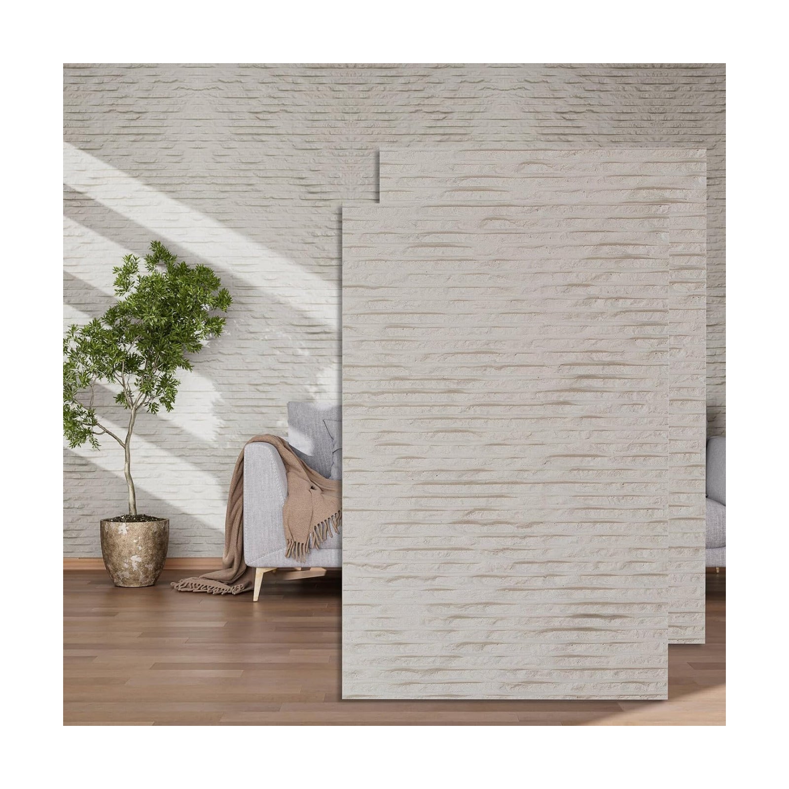 3D Wall Panels - 4PCS 47.2"x23.6" Faux Stone Wall Covering - MCM Modified Clay Material for Home Art, Accent Brick