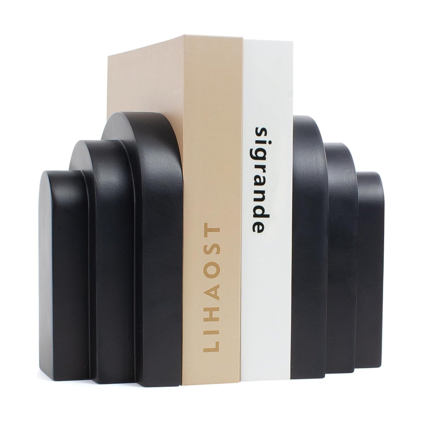6.6 LBS Modern Book Stopper / Black / Set of 2