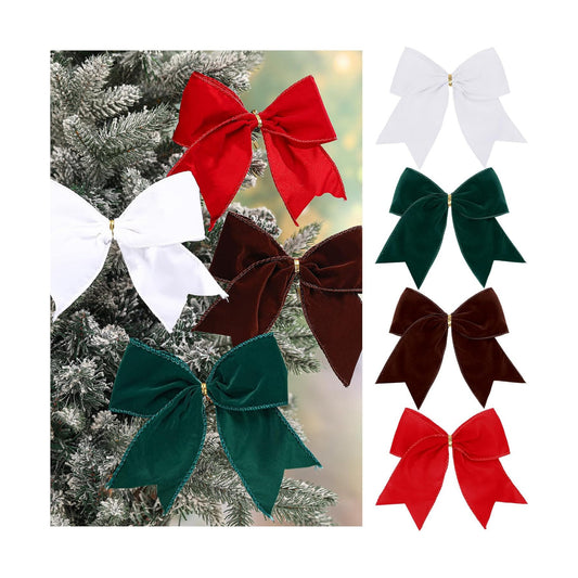Janinka 12 Pcs 6 Inch Christmas Velvet Bows Decoration for Wreath, Colorful