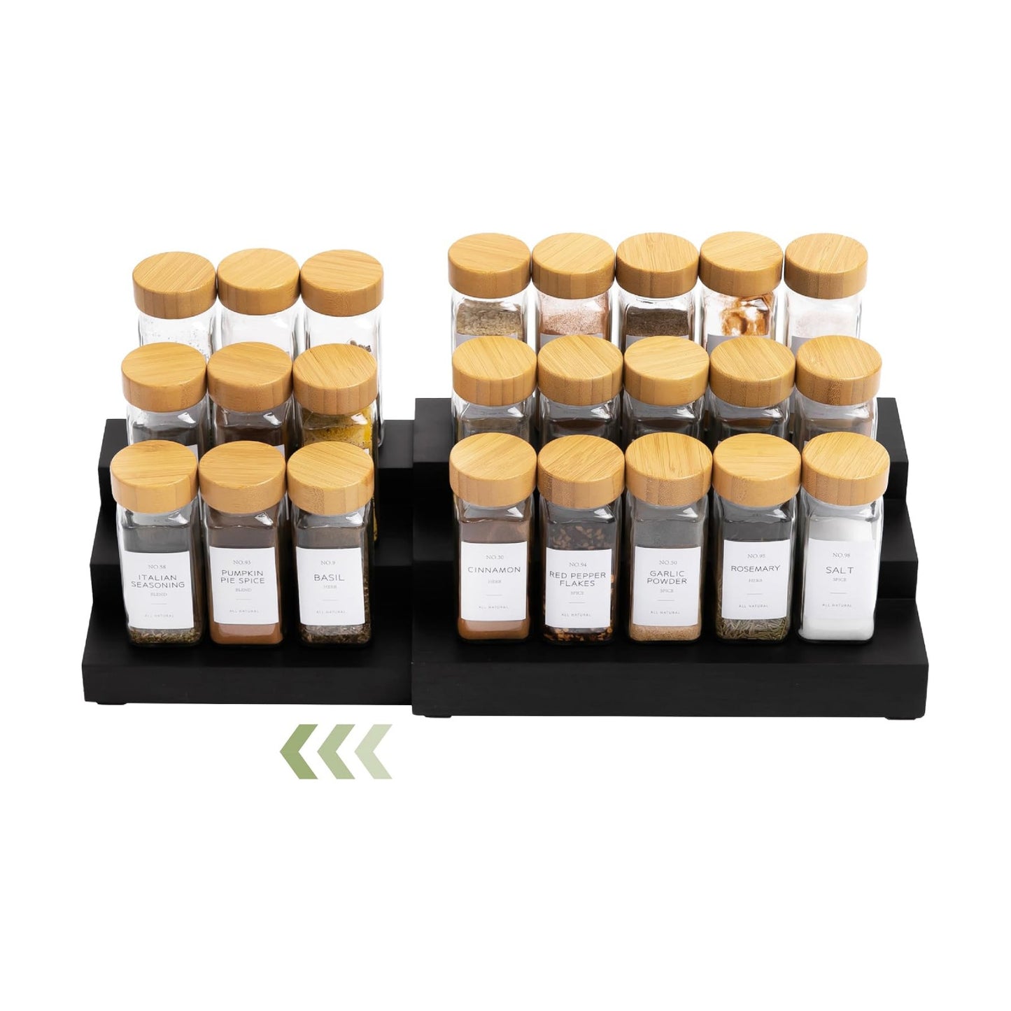 3-Tier Expandable Spice Rack Organizer, Black | Fits 36 spice jars, pantry storage, non-slip feet