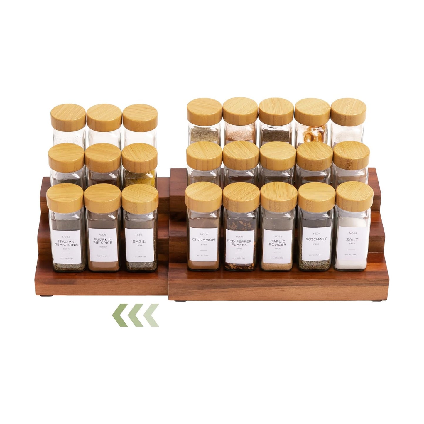 3-Tier Expandable Spice Rack Organizer, Acacia | Fits 36 spice jars, pantry storage, non-slip feet