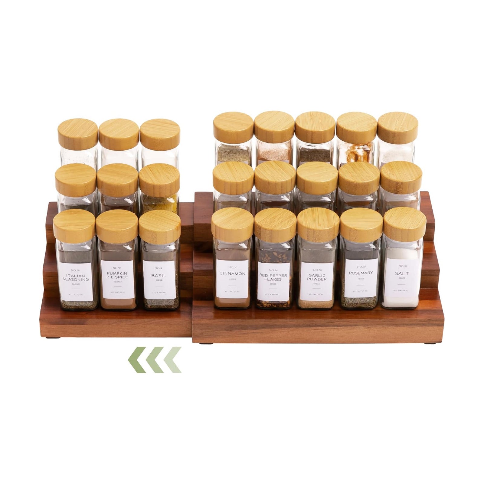 3-Tier Expandable Spice Rack Organizer, Acacia | Fits 36 spice jars, pantry storage, non-slip feet