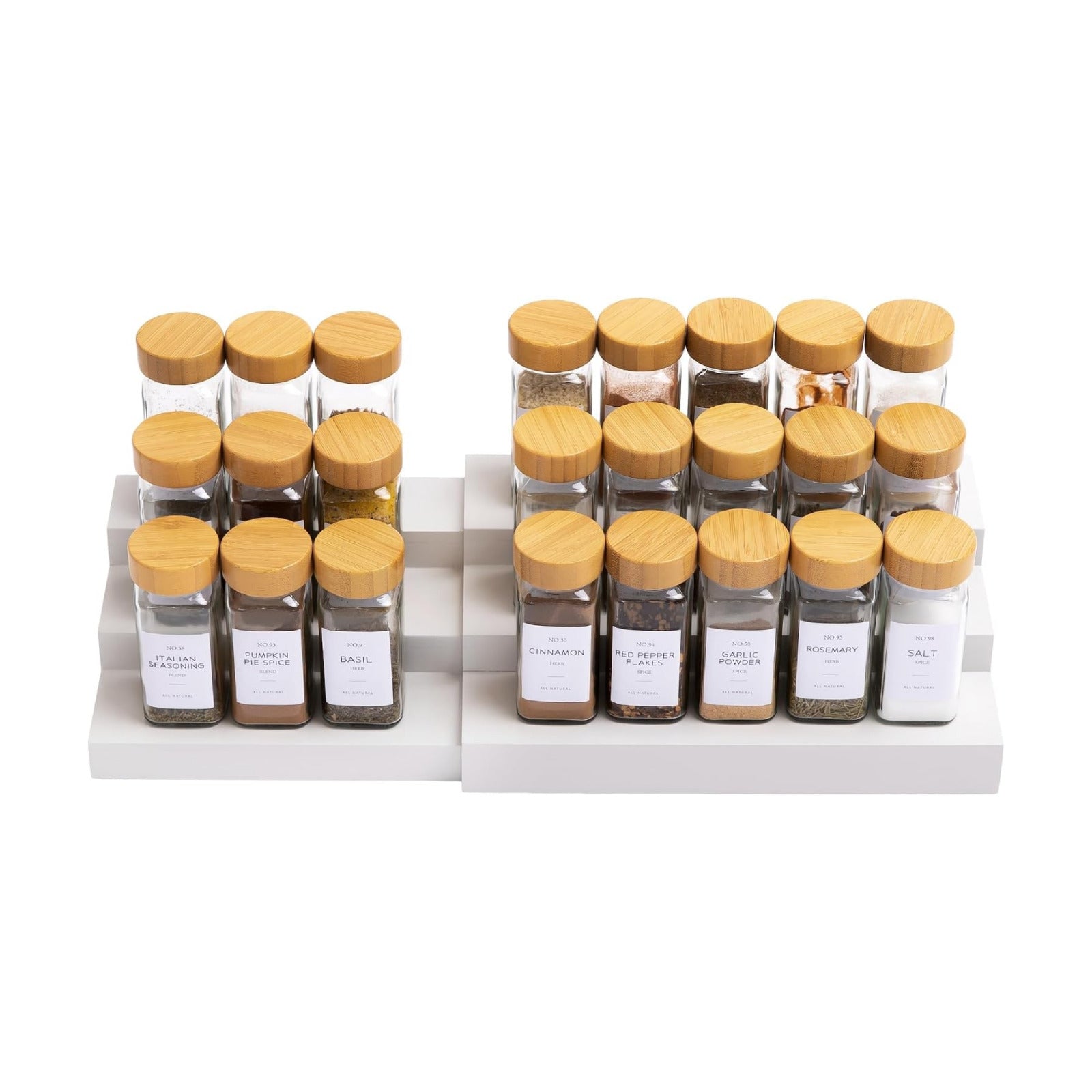 3-Tier Expandable Spice Rack Organizer, White | Fits 36 spice jars, pantry storage, non-slip feet