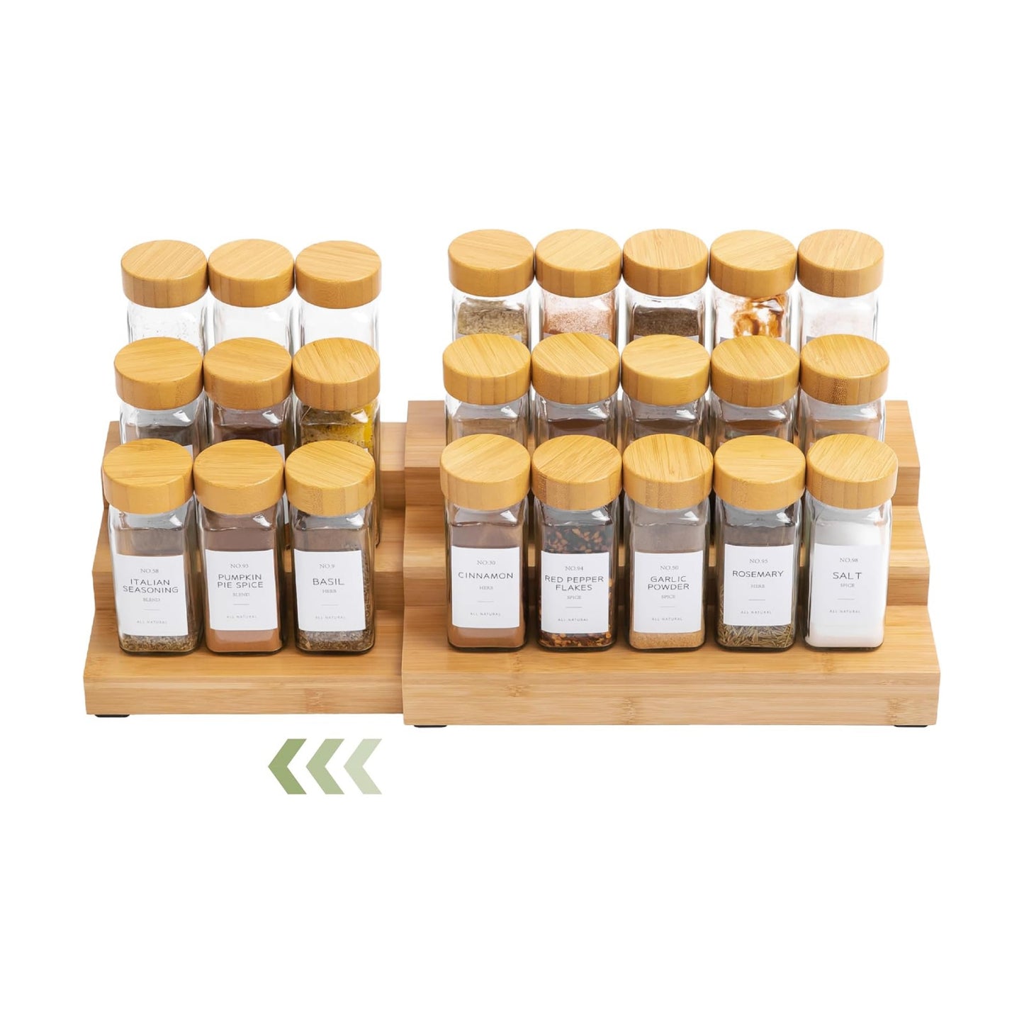 3-Tier Expandable Spice Rack Organizer, Bamboo | Fits 36 spice jars, pantry storage, non-slip feet