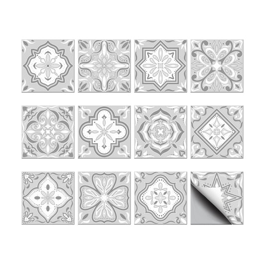 Flower Pattern / Gray Mandala / Set of 36