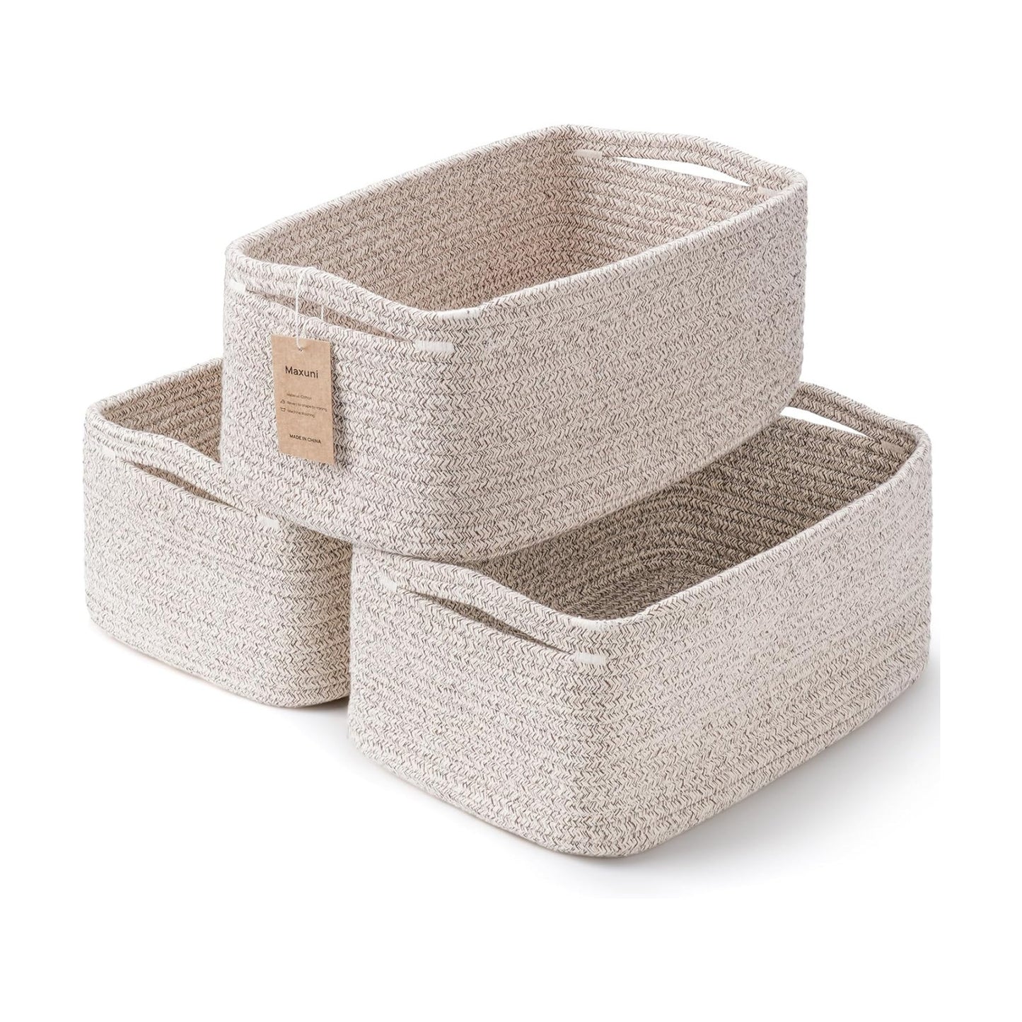 Woven Shelf Toy Basket / 11.8"lx7.8"wx5.1"h / Mix Brown / Set of 3