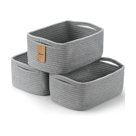 Small Woven Baskets / 11.8"lx7.8"wx5.1"h / Grey / Set of 3