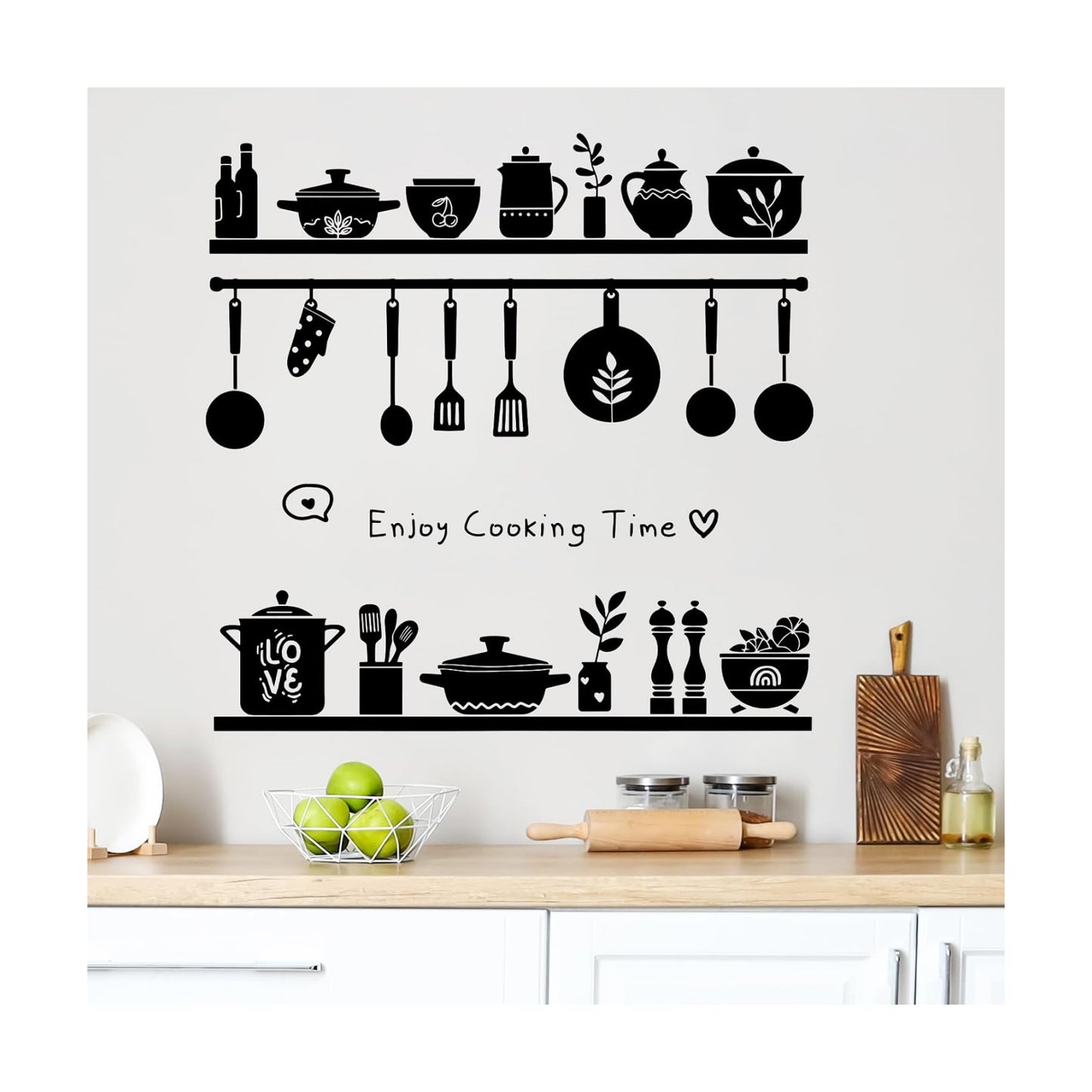 Kitchen Wall Stickers Silhouette Kitchen Tools and Pots On A Shelf Dining Room Wall Decals Removable