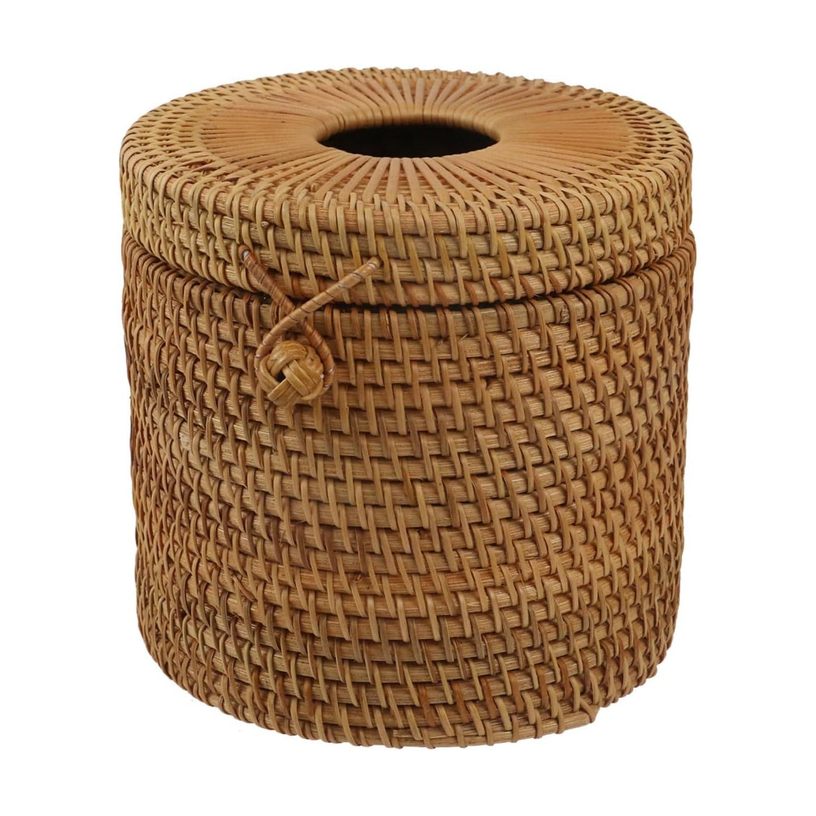 Rattan Round Tissue Box Cover Tissue Box Holder Decorative Woven Facial Tissue Holder / Style 1