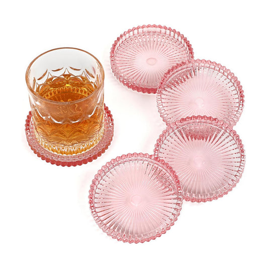Modern Clear Coaster / Clear Pink / Set of 5