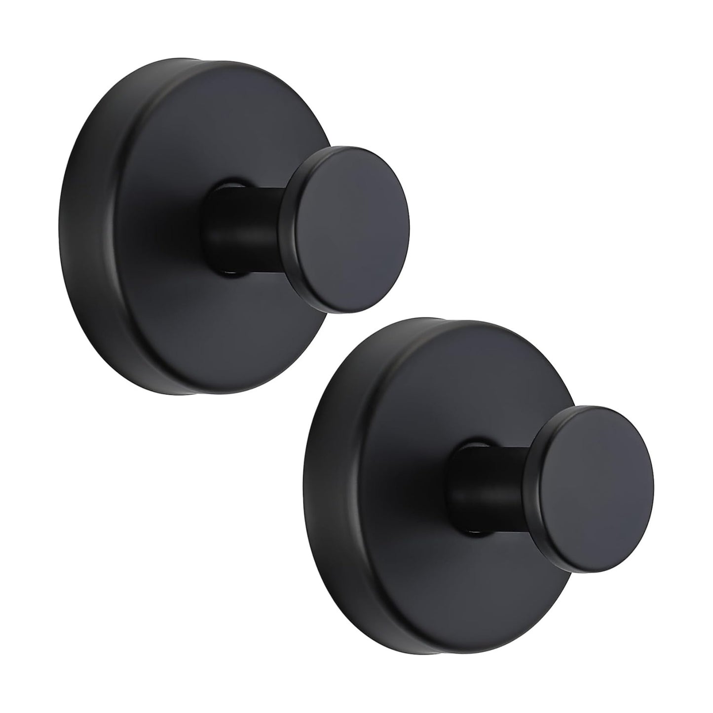 Suction Cup Hooks for Shower No-Drill Bathroom Hooks for Towels / Matte Black / Set of 2