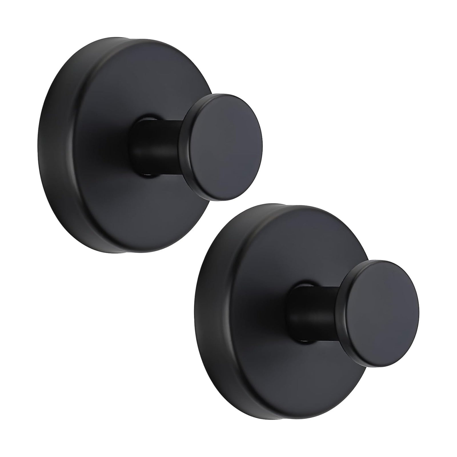 Suction Cup Hooks for Shower No-Drill Bathroom Hooks for Towels / Matte Black / Set of 2