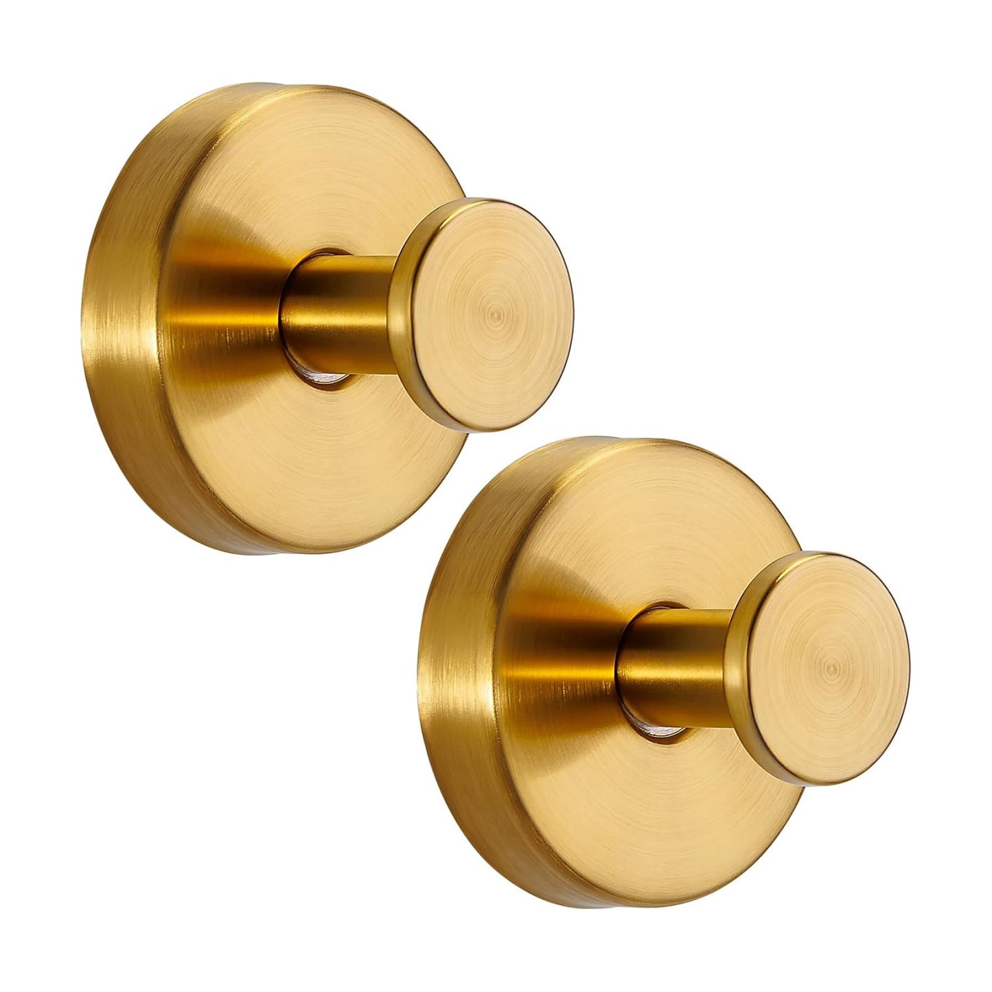 Suction Cup Hooks for Shower No-Drill Bathroom Hooks for Towels / Brushed Gold / Set of 2