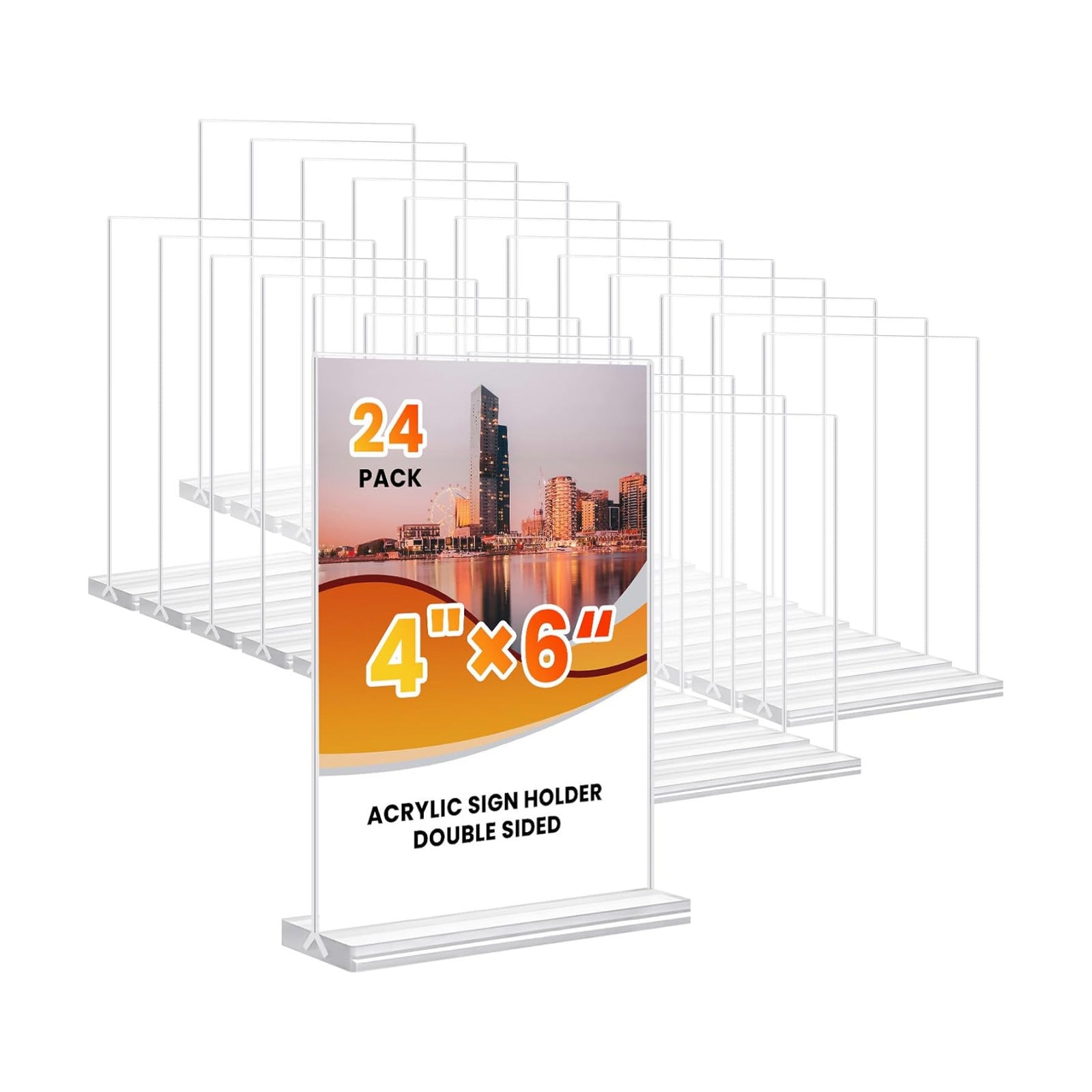 Acrylic Sign Holder / 4 x 6 / Vertical / Clear / Set of 24