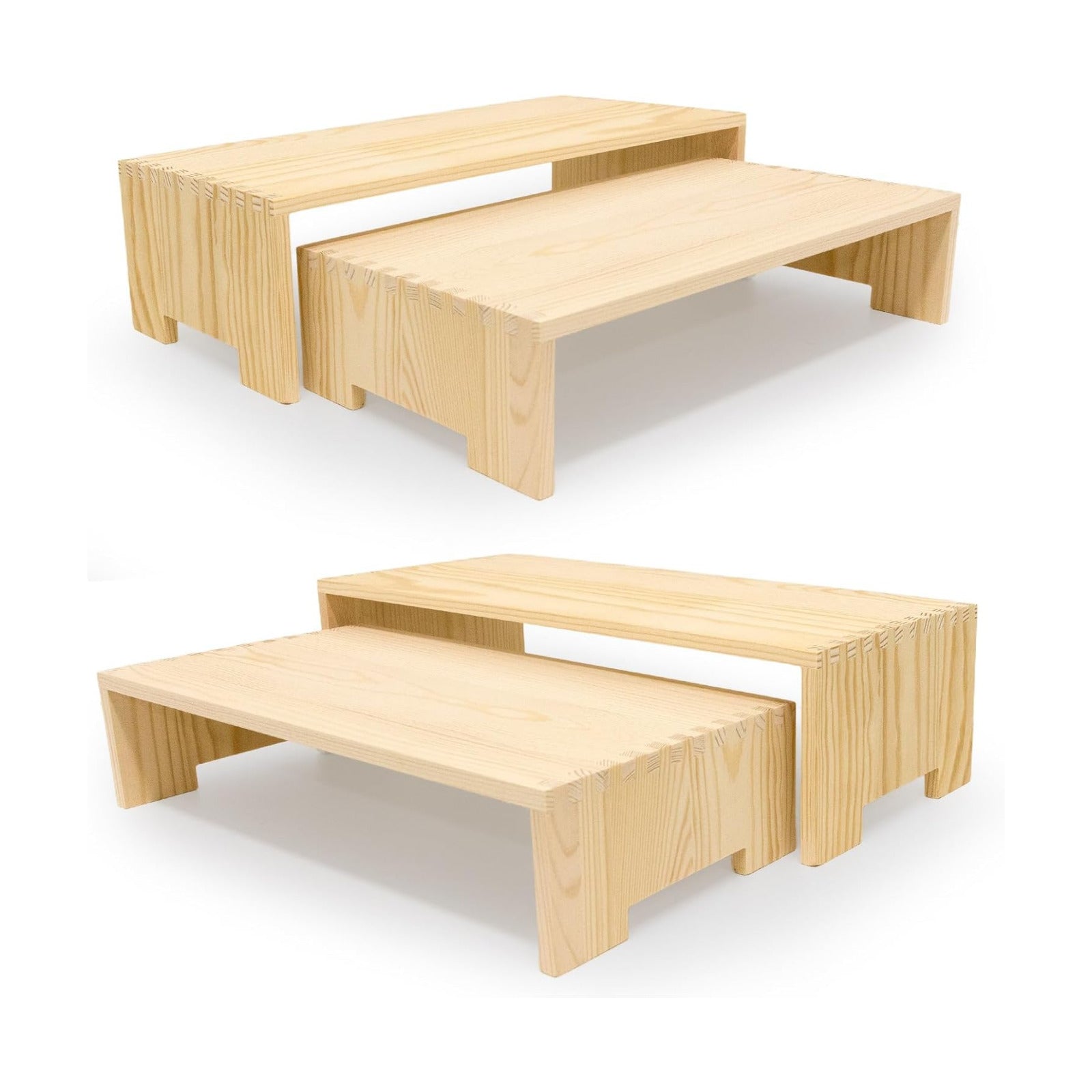 Yikaroeli 4Pcs Large Display Riser Wood Risers Cupcake Display Stand 2 Tier Racks Rectangular, 2 Set Perfume Decorative