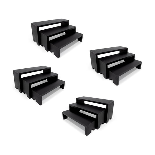 Display Riser Black Wood Risers Small Wooden Stand 3 Tiered Wood Racks / Small/ Black / Set of 12