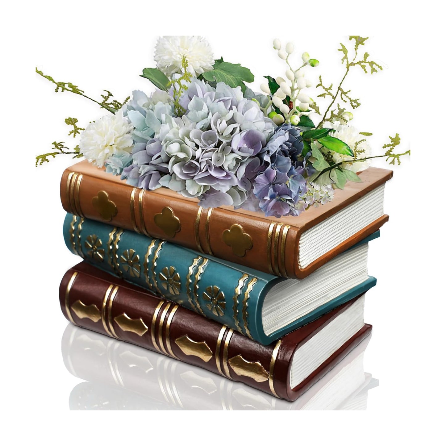 Book Flower Vase Stacked Books Shaped Flower Pot Book Planter Candy Bowl Snack Storage Box / Lighter