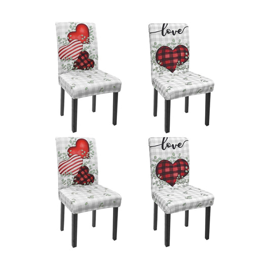 Valentines Chair Covers Set of 4 Spring Hearts Stretch Parsons Slipcovers